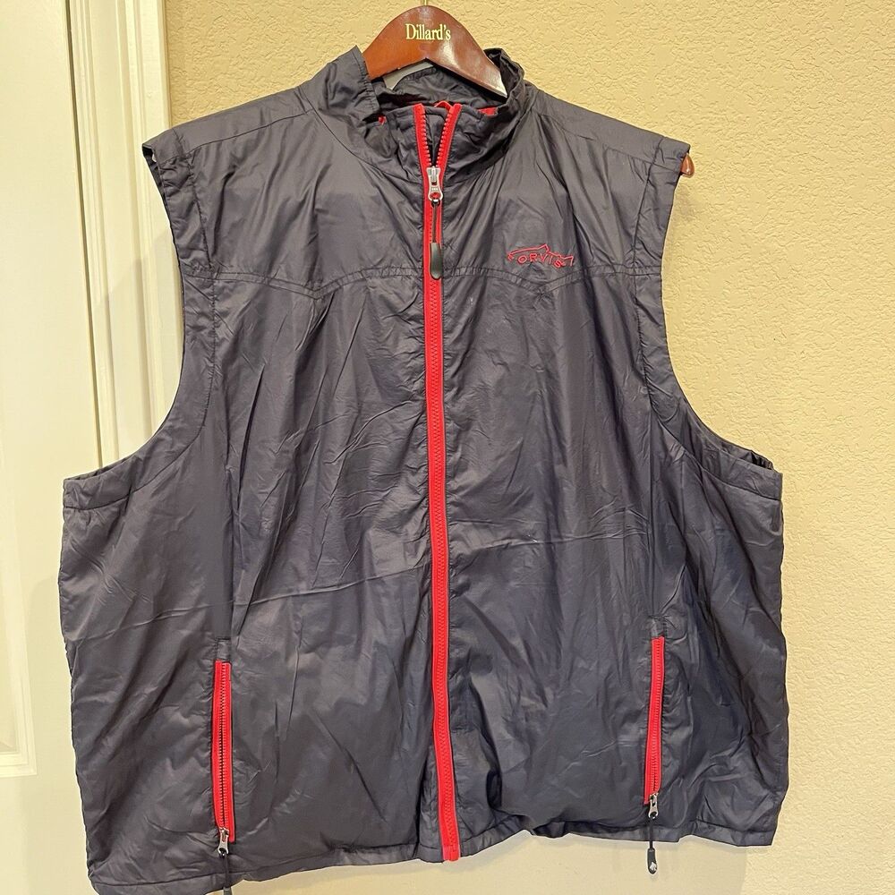 Orvis Trout Windproof Vest Black Red Full Zip Lined Mens XXL